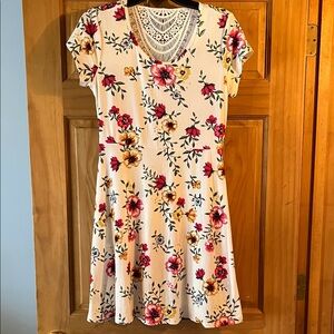 Bobbie Brooks Floral Midi Dress with Red and Yellow Blooms